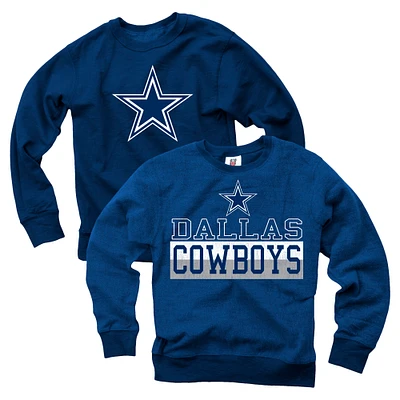 Youth Wes & Willy  Navy Dallas Cowboys Reversible Fleece Pullover Sweatshirt