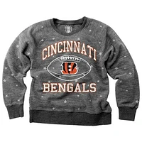 Girls Youth Wes & Willy  Charcoal Cincinnati Bengals Shimmer Star Fleece Raglan Pullover Sweatshirt