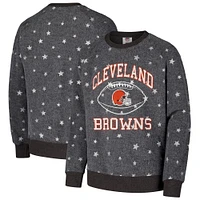 Girls Youth Wes & Willy  Gray Cleveland Browns Shimmer Star Fleece Raglan Pullover Sweatshirt