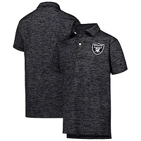 Youth Wes & Willy Black Las Vegas Raiders Cloudy Yarn Polo