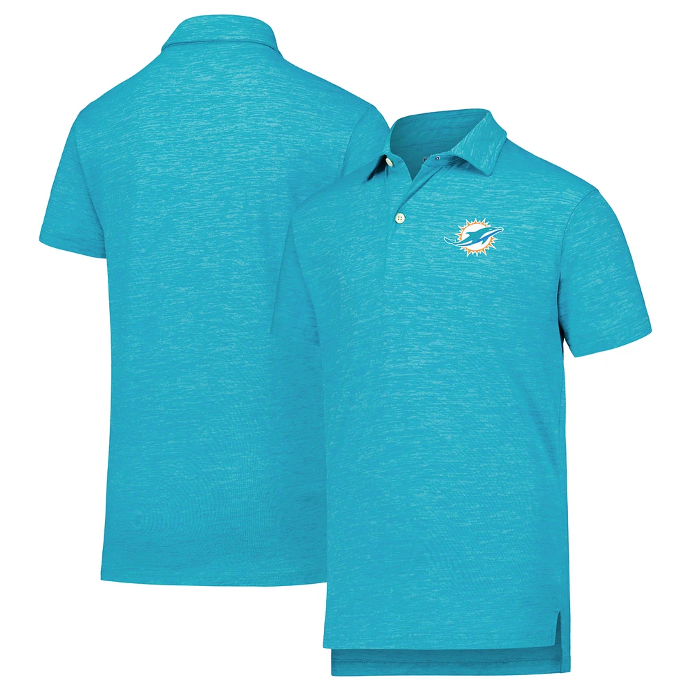 Youth Wes & Willy Aqua Miami Dolphins Cloudy Yarn Polo