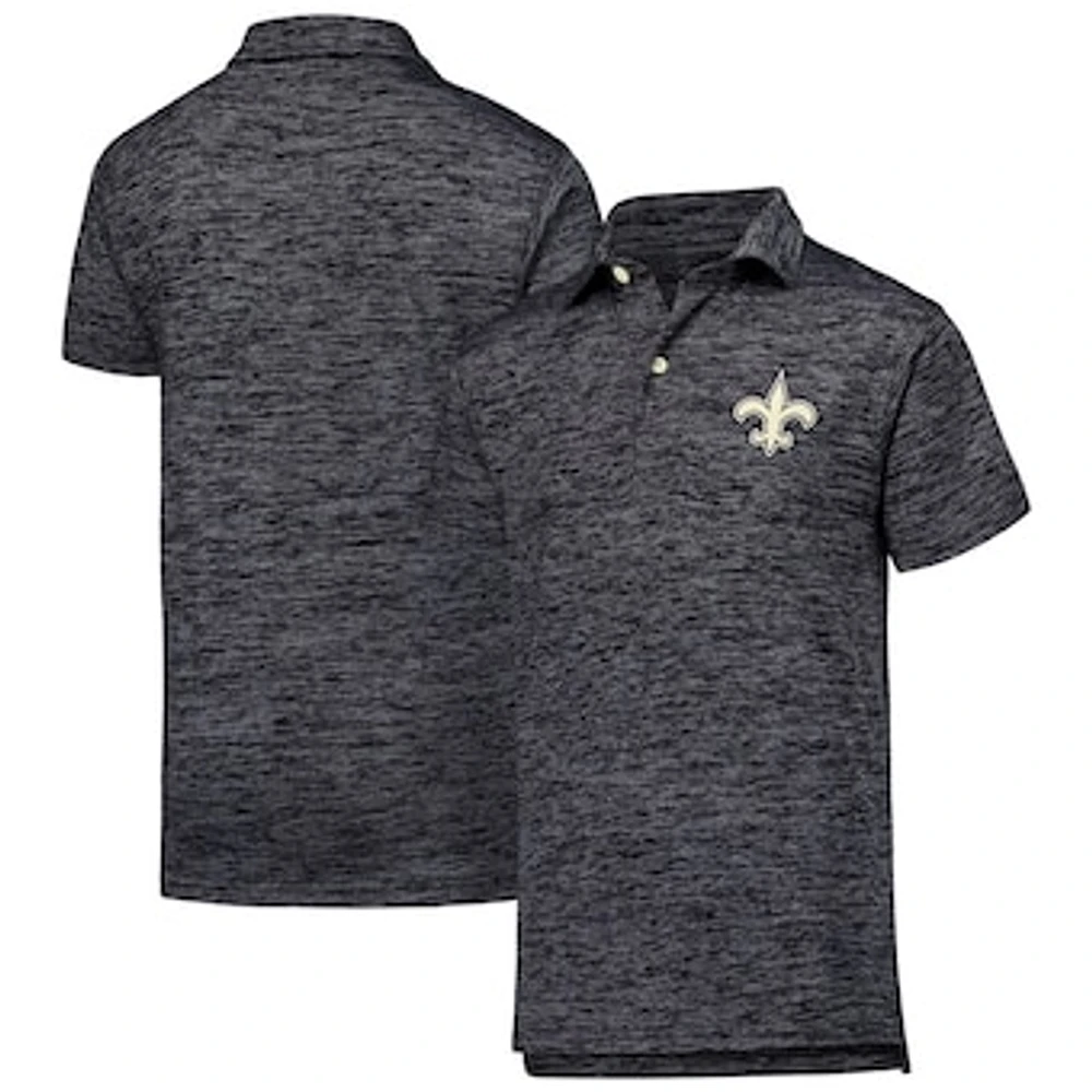 Youth Wes & Willy Black New Orleans Saints Cloudy Yarn Polo