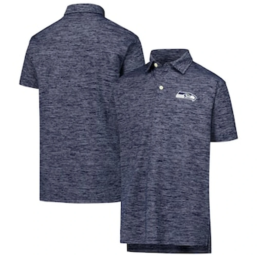 Youth Wes & Willy College Navy Seattle Seahawks Cloudy Yarn Polo