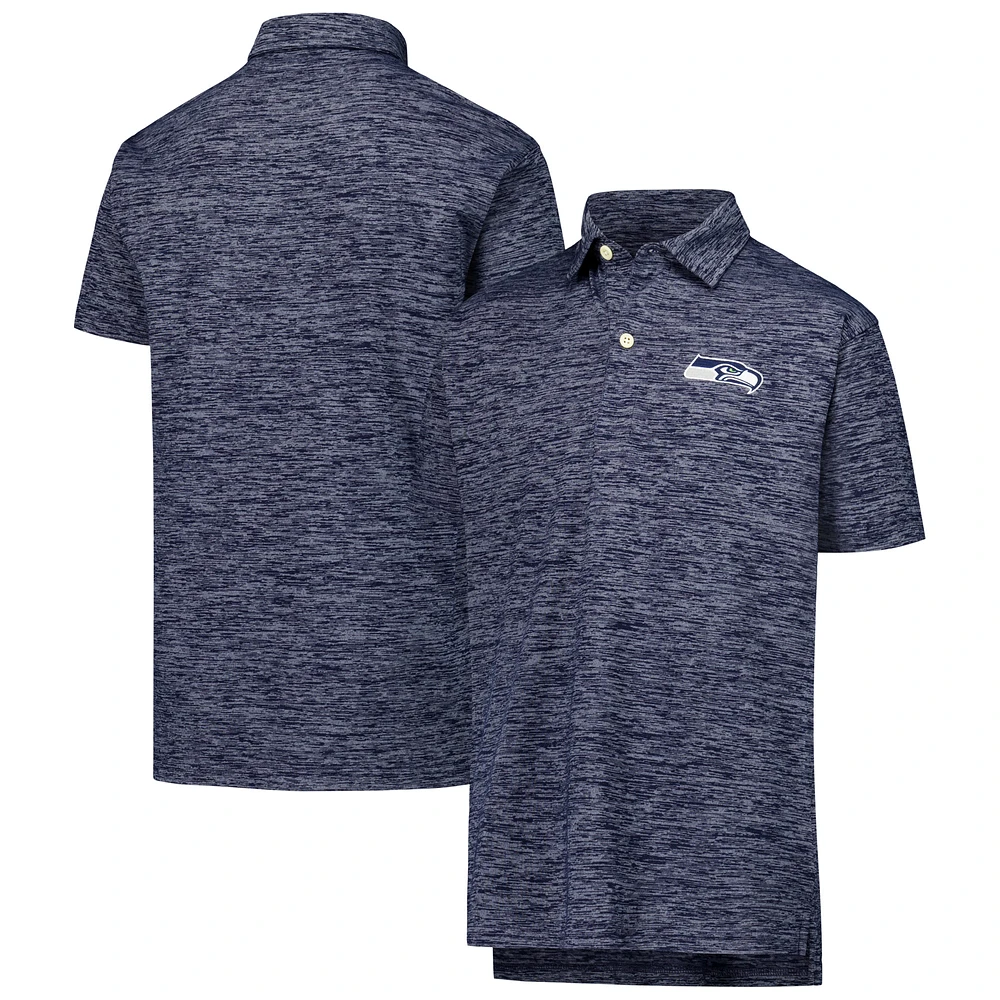 Youth Wes & Willy College Navy Seattle Seahawks Cloudy Yarn Polo