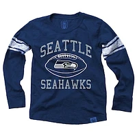 Youth Wes & Willy College Navy Seattle Seahawks Football Long Sleeve T-Shirt