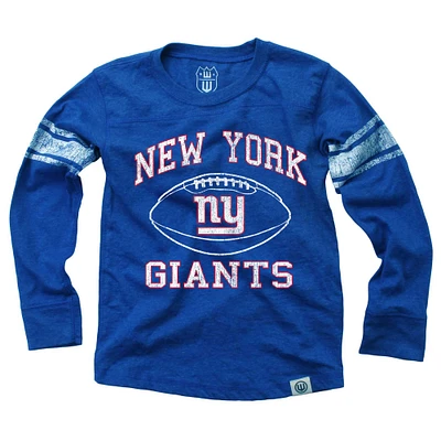 Youth Wes & Willy Royal New York Giants Football Long Sleeve T-Shirt