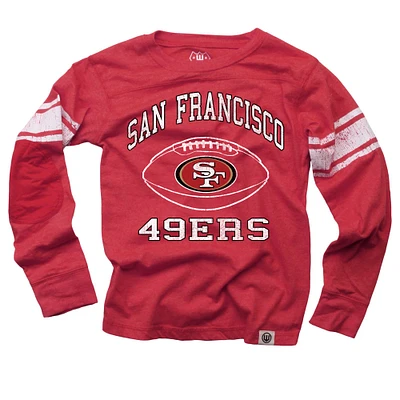 Youth Wes & Willy Scarlet San Francisco 49ers Football Long Sleeve T-Shirt