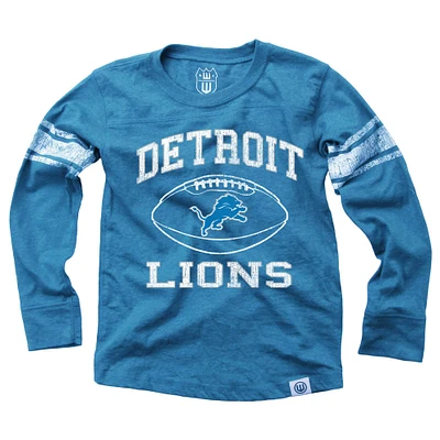 Youth Wes & Willy Blue Detroit Lions Football Long Sleeve T-Shirt