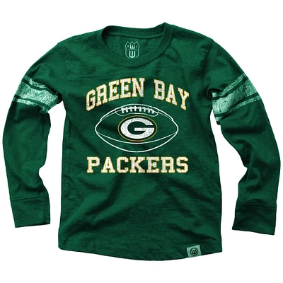 Youth Wes & Willy Green Green Bay Packers Football Long Sleeve T-Shirt