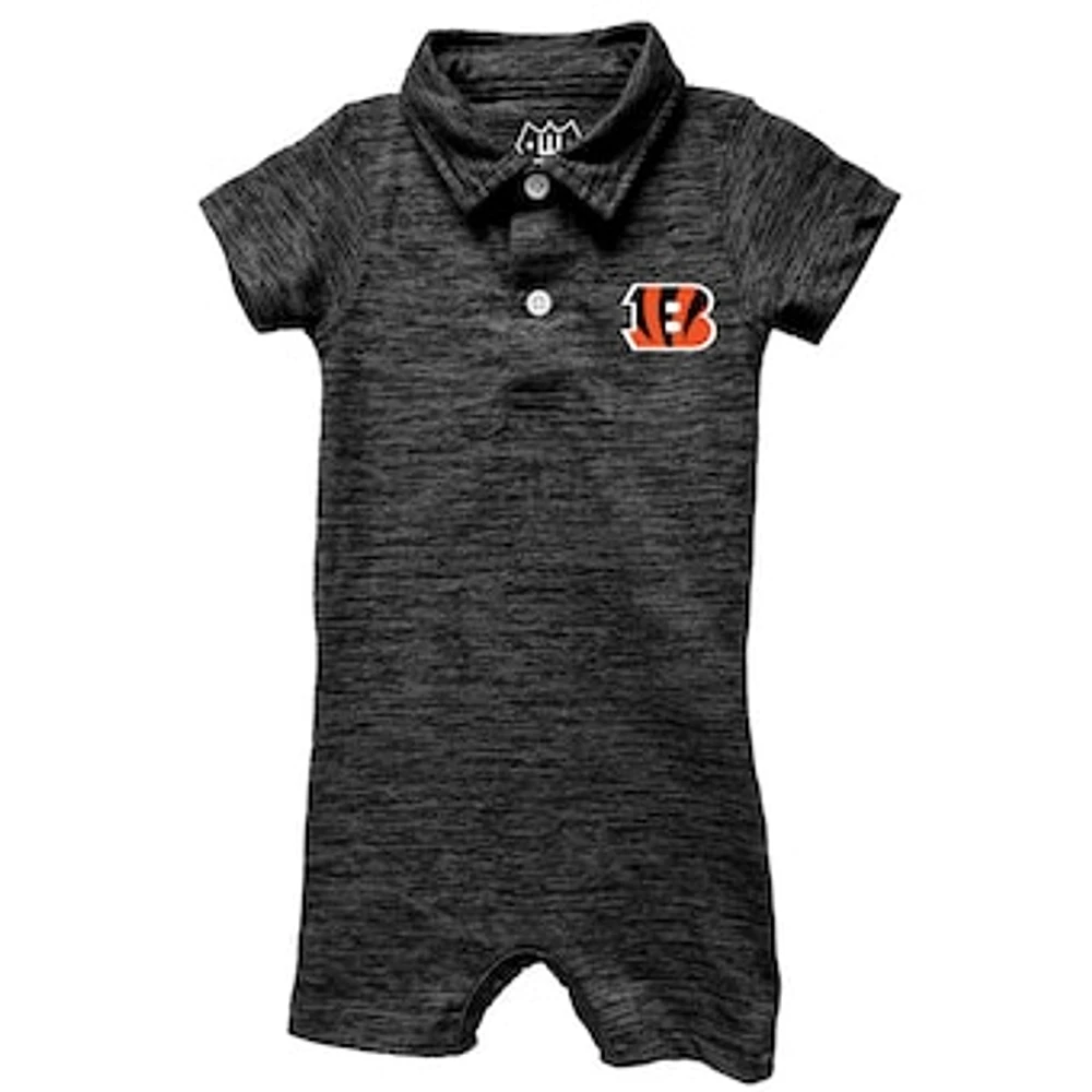 Infant Wes & Willy Charcoal Cincinnati Bengals Short Leg Cloudy Yarn Polo Bodysuit