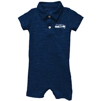 Infant Wes & Willy College Navy Seattle Seahawks Short Leg Cloudy Yarn Polo Bodysuit