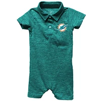 Infant Wes & Willy Aqua Miami Dolphins Short Leg Cloudy Yarn Polo Bodysuit