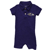 Infant Wes & Willy Purple Baltimore Ravens Short Leg Cloudy Yarn Polo Bodysuit