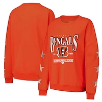 Women's Gameday Couture Orange Cincinnati Bengals Rhinestone Star Sleeve Settle the Score Tri-Blend Pullover Sweatshirt