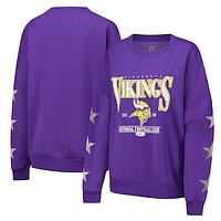 Women's Gameday Couture Purple Minnesota Vikings Rhinestone Star Sleeve Settle the Score Tri-Blend Pullover Sweatshirt