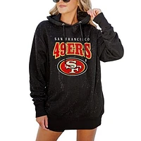 Women's Gameday Couture Black San Francisco 49ers All-Over Micro Rhinestone Sparkle Pullover Hooded