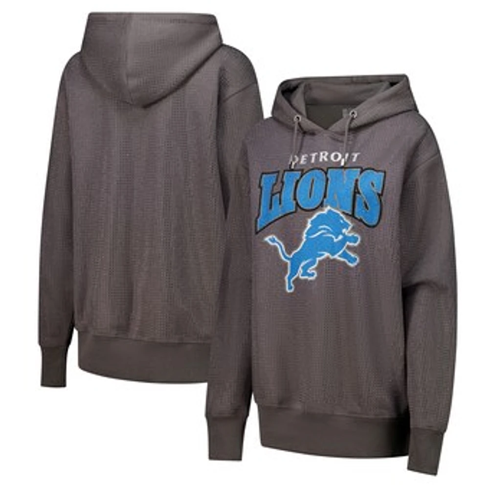 Women's Gameday Couture Gray Detroit Lions All-Over Micro Rhinestone Sparkle Pullover Hoodie