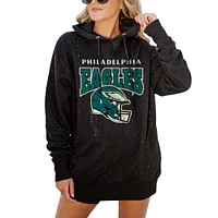 Women's Gameday Couture Black Philadelphia Eagles All-Over Micro Rhinestone Sparkle Pullover Hooded