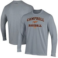 Men's Under Armour  Gray Campbell Fighting Camels Baseball Performance Long Sleeve T-Shirt