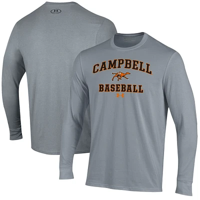 Men's Under Armour  Gray Campbell Fighting Camels Baseball Performance Long Sleeve T-Shirt