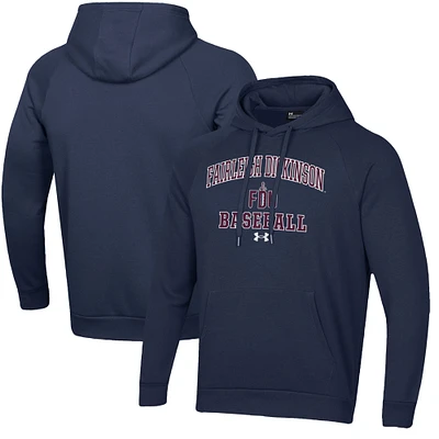 Men's Under Armour  Navy Fairleigh Dickinson Knights All Day Arch Fleece Baseball Raglan Pullover Hoodie