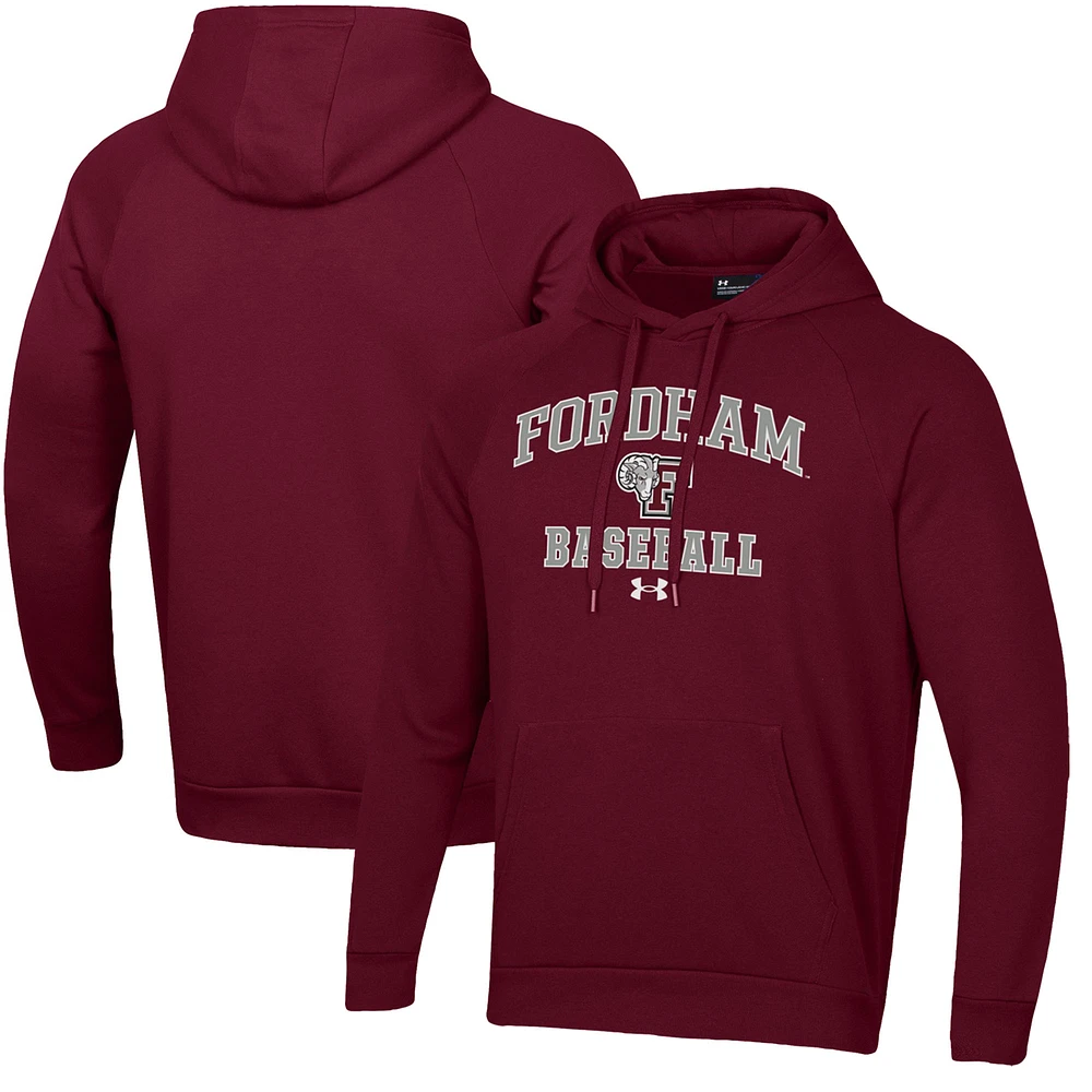 Men's Under Armour Maroon Fordham Rams All Day Arch Fleece Baseball Raglan Pullover Hoodie