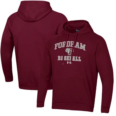 Men's Under Armour  Maroon Fordham Rams All Day Arch Fleece Baseball Raglan Pullover Hoodie
