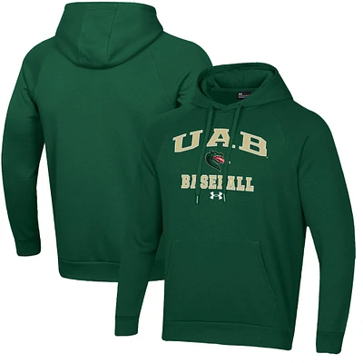 Men's Under Armour UAB Blazers All Day Arch Fleece Baseball Raglan Pullover Hoodie