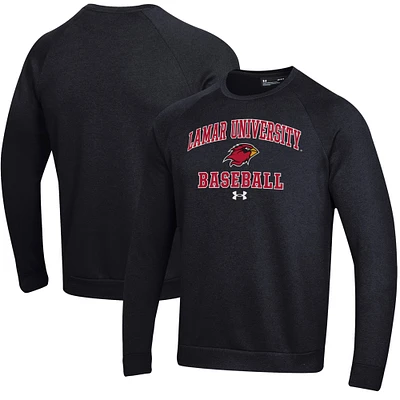 Men's Under Armour Lamar Cardinals All Day Arch Fleece Baseball Raglan Pullover Sweatshirt