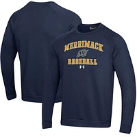 Men's Under Armour  Navy Merrimack College Warriors All Day Arch Fleece Baseball Raglan Pullover Sweatshirt
