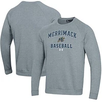 Men's Under Armour  Gray Merrimack College Warriors All Day Arch Fleece Baseball Raglan Pullover Sweatshirt