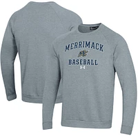 Men's Under Armour  Gray Merrimack College Warriors All Day Arch Fleece Baseball Raglan Pullover Sweatshirt