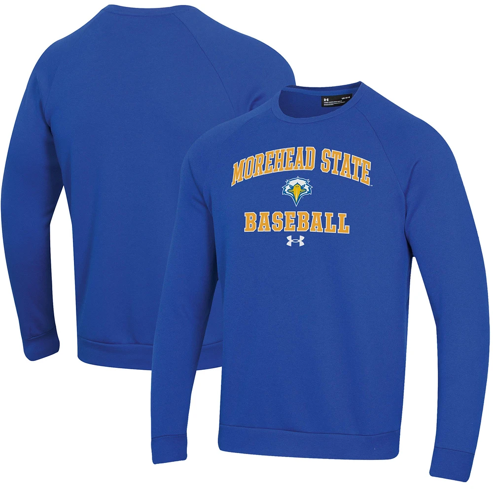 Men's Under Armour Morehead State Eagles All Day Arch Fleece Baseball Raglan Pullover Sweatshirt
