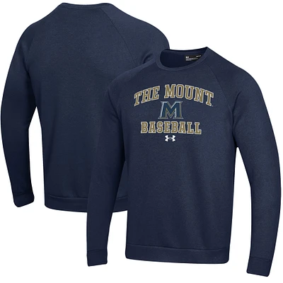 Men's Under Armour  Navy Mount St. Mary's Mountaineers All Day Arch Fleece Baseball Raglan Pullover Sweatshirt