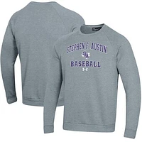 Men's Under Armour  Gray Stephen F Austin Lumberjacks All Day Arch Fleece Baseball Raglan Pullover Sweatshirt