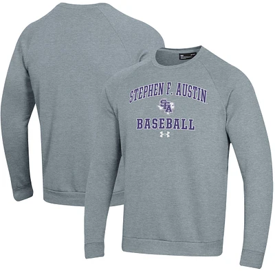 Men's Under Armour  Gray Stephen F Austin Lumberjacks All Day Arch Fleece Baseball Raglan Pullover Sweatshirt