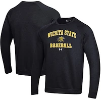 Men's Under Armour  Black Wichita State Shockers All Day Arch Fleece Baseball Raglan Pullover Sweatshirt