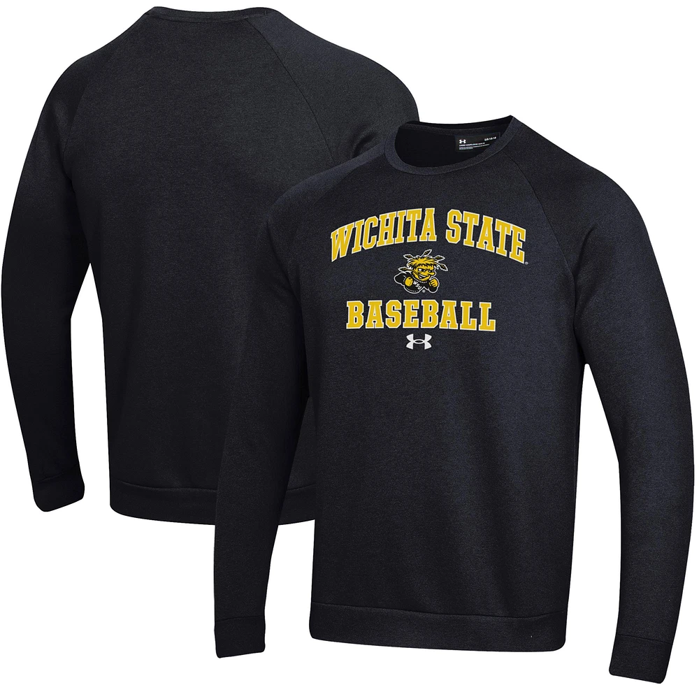 Men's Under Armour Black Wichita State Shockers All Day Arch Fleece Baseball Raglan Pullover Sweatshirt