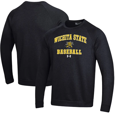 Men's Under Armour  Black Wichita State Shockers All Day Arch Fleece Baseball Raglan Pullover Sweatshirt