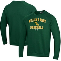 Men's Under Armour William & Mary Tribe All Day Arch Fleece Baseball Raglan Pullover Sweatshirt