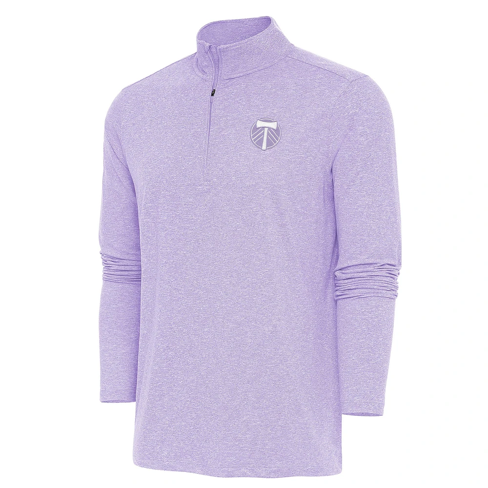 Men's Antigua Lavender Portland Timbers White Logo Hunk Quarter-Zip Pullover Top