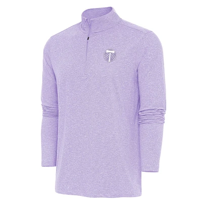 Men's Antigua Lavender Portland Timbers White Logo Hunk Quarter-Zip Pullover Top