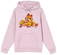 Men's  Pink Garfield Eating Pullover Hoodie