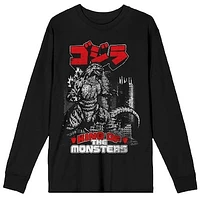 Unisex  Black Godzilla King of the Monsters Katakana Long Sleeve T-Shirt