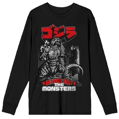Unisex  Black Godzilla King of the Monsters Katakana Long Sleeve T-Shirt