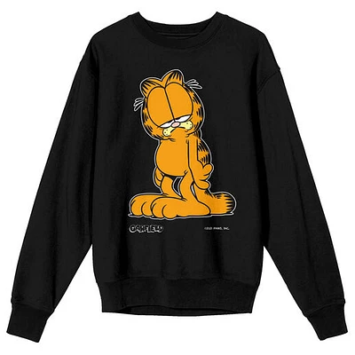 Women's  Black Garfield Grumpy Graphic Pullover Sweatshirt