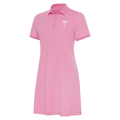 Women's Antigua Pink Portland Timbers White Logo Play Through Polo Dress