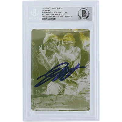 Donovan Mitchell Utah Jazz Autographed 2018-19 Panini Court Kings Yellow Printing Plate #4 #1/1 Beckett Fanatics Witnessed Authenticated Card