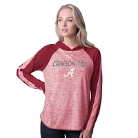 Women's G-III 4Her by Carl Banks Crimson Alabama Tide Underdog Bling Raglan Long Sleeve Hoodie T-Shirt