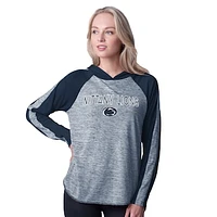 Women's G-III 4Her by Carl Banks Navy Penn State Nittany Lions Underdog Bling Raglan Long Sleeve Hoodie T-Shirt